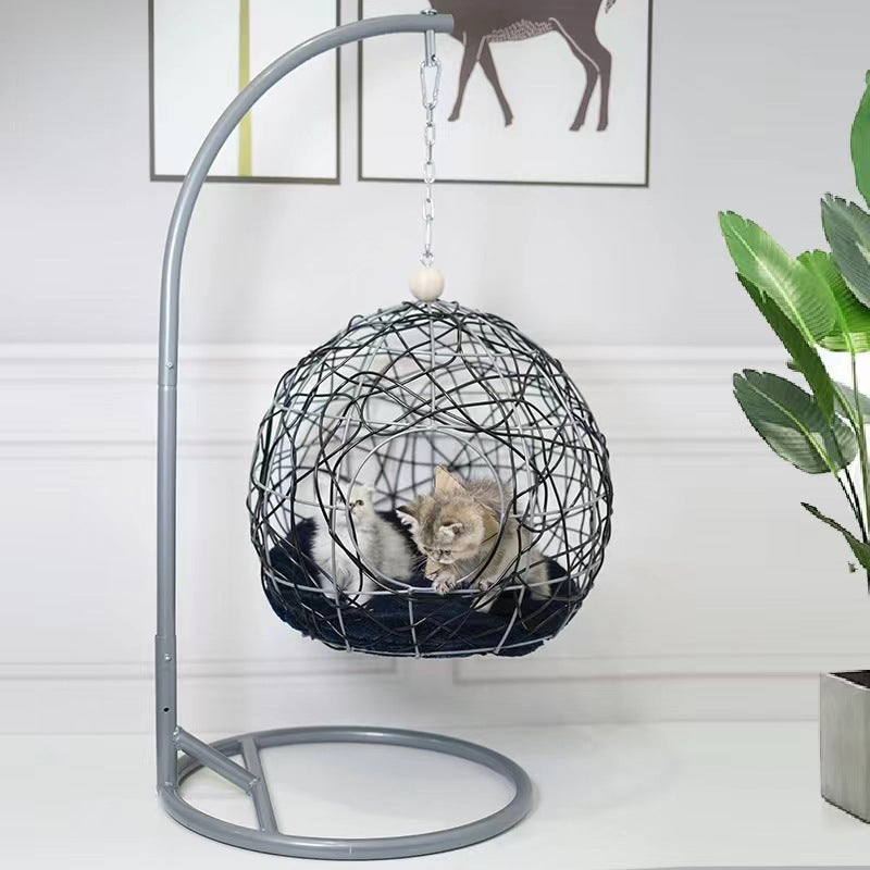 Hand-Woven Rattan Cat Hammock Cradle