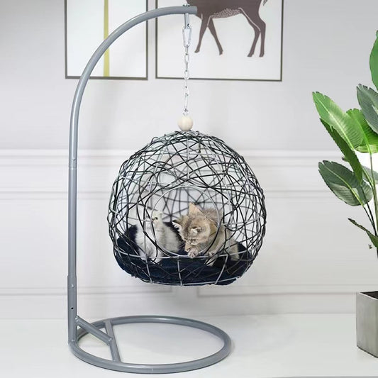 Hand-Woven Rattan Cat Hammock Cradle
