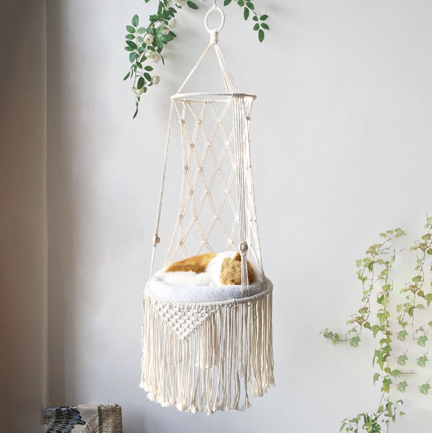 Hand-Woven Wall Hanging Cat Hammock Basket