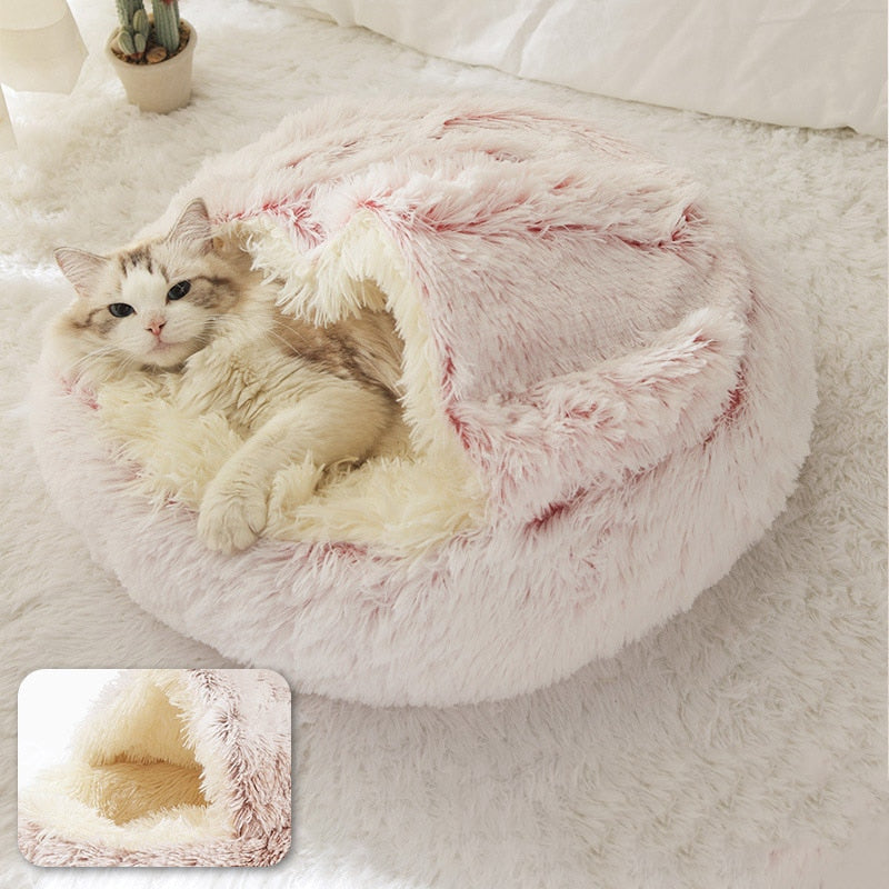 2-in-1 Round Plush Pet Bed