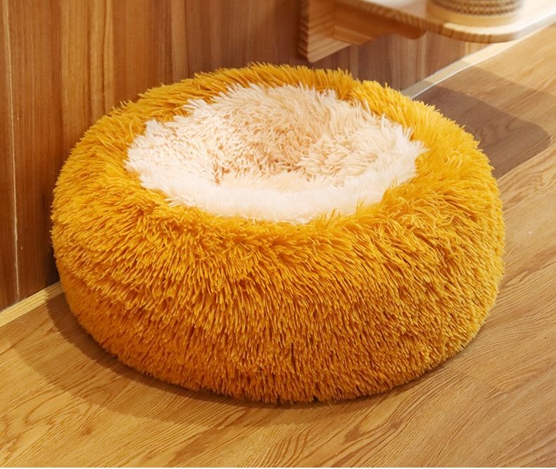 Round Plush Pet Bed – Colour Block Design