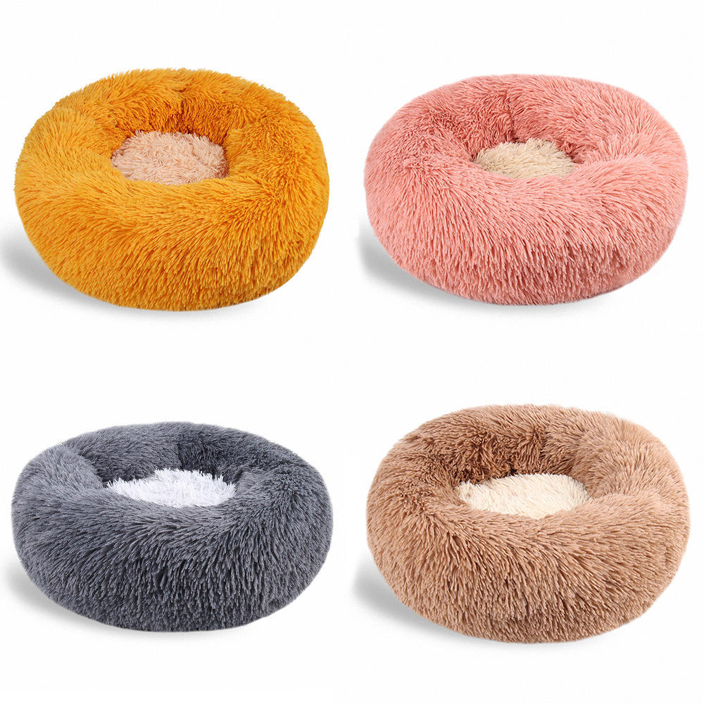 Round Plush Pet Bed – Colour Block Design