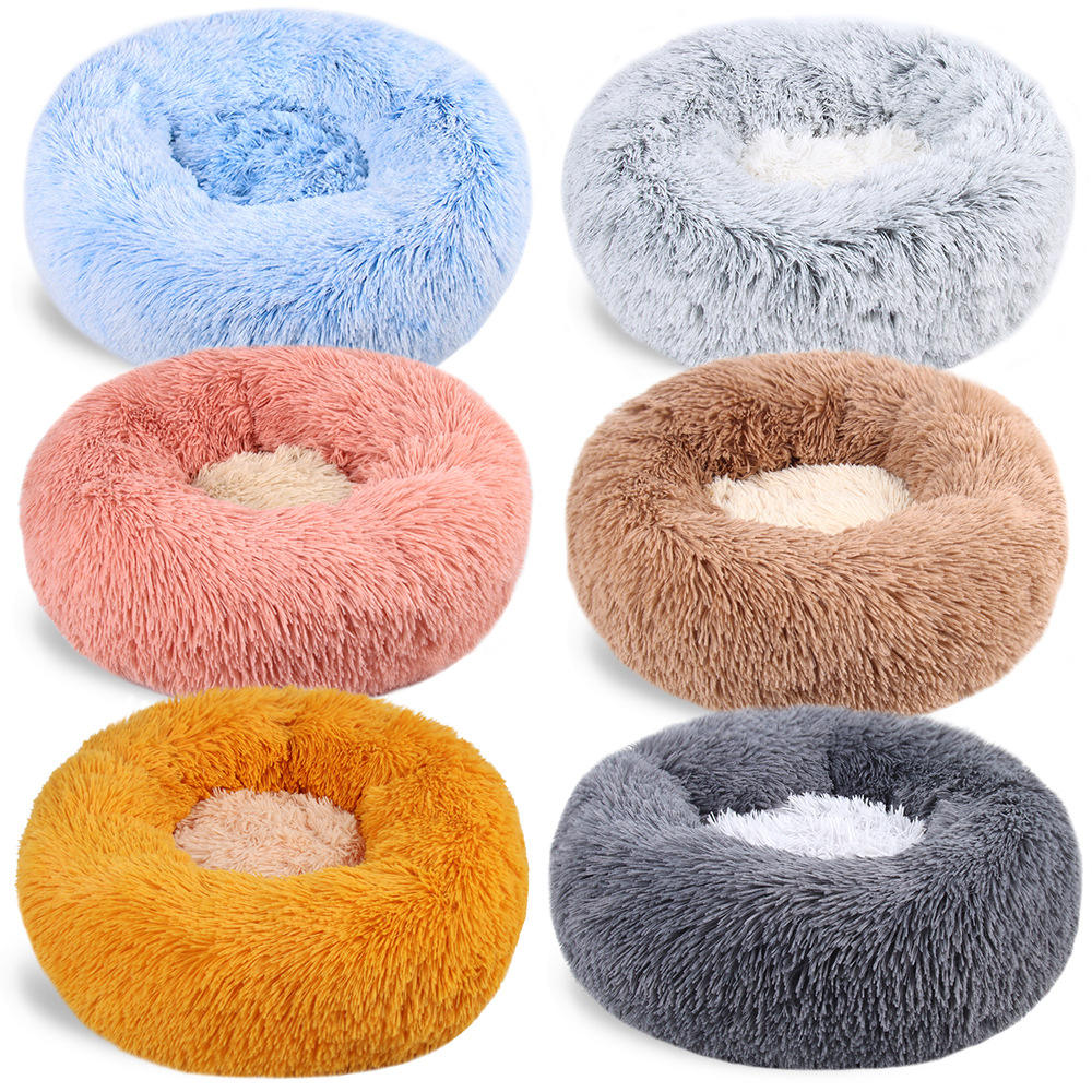 Round Plush Pet Bed – Colour Block Design