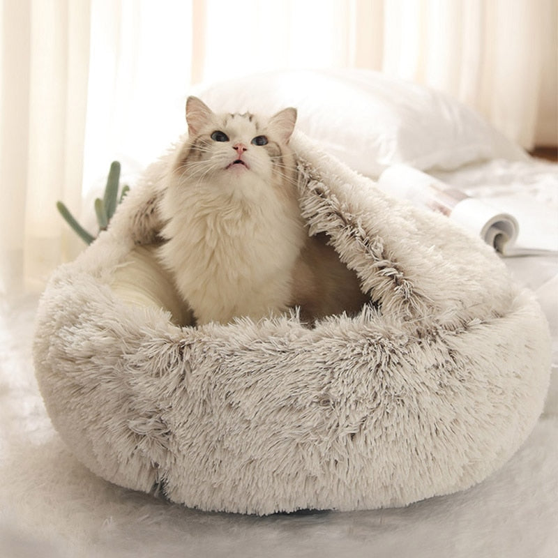 2-in-1 Round Plush Pet Bed