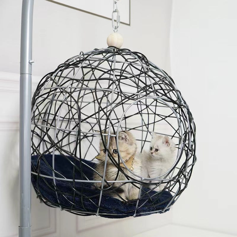 Hand-Woven Rattan Cat Hammock Cradle