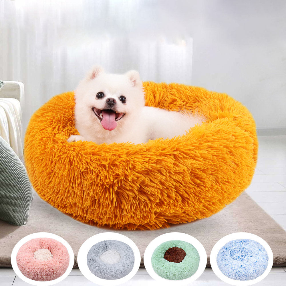 Round Plush Pet Bed – Colour Block Design