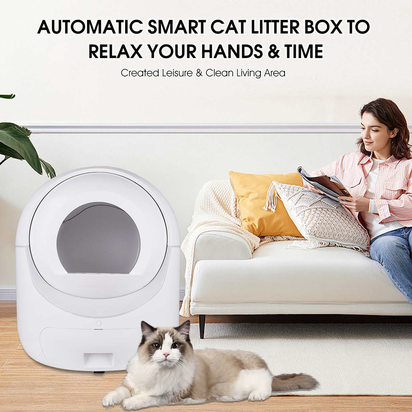 Smart WiFi Cat Litter Box – Multi-Cat & 5G