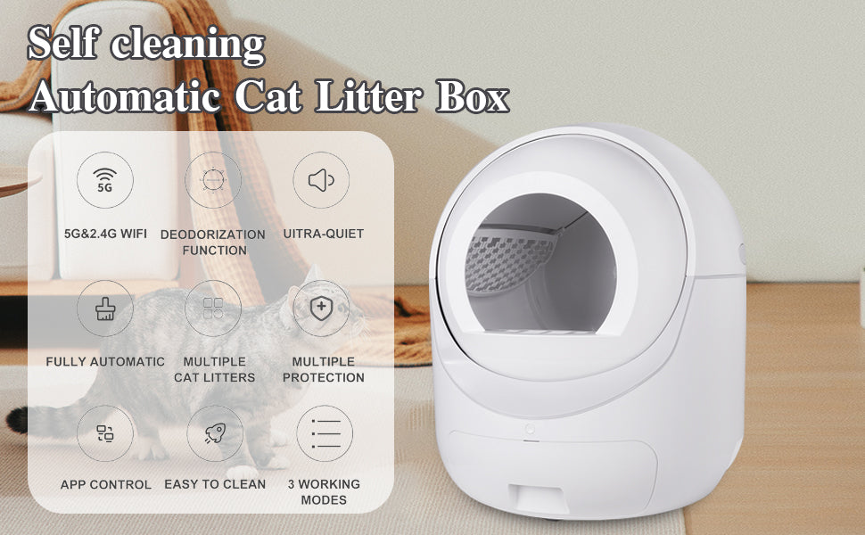Smart WiFi Cat Litter Box – Multi-Cat & 5G