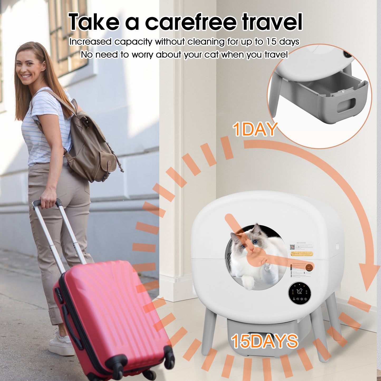 Smart Cat Litter Box with Sensors - Model B