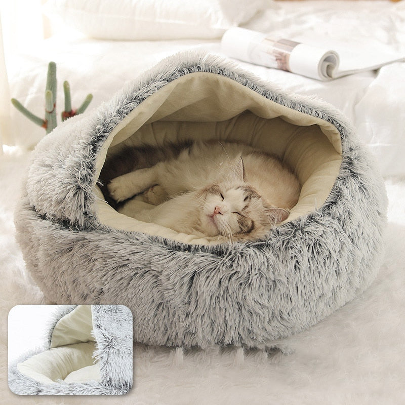 2-in-1 Round Plush Pet Bed