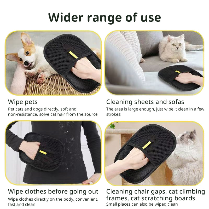 3-in-1 Pet Hair Removal Grooming Gloves